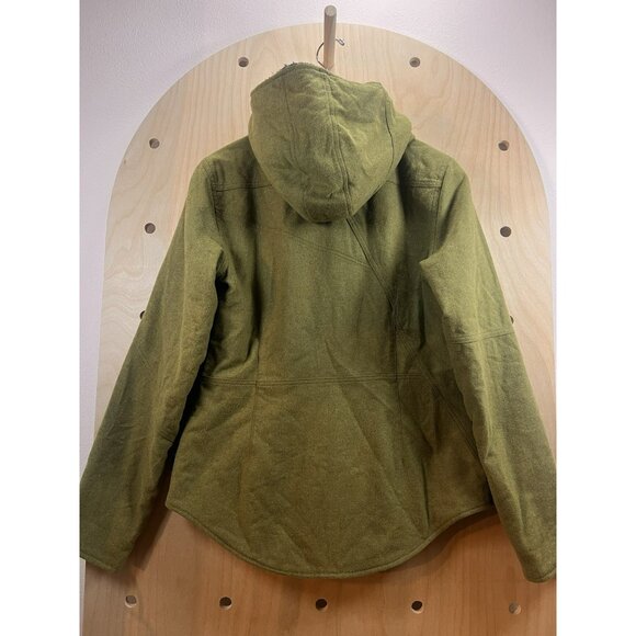 Patagonia Merino Wool Blend Hooded Jacket Reversible Green Gray Quilted Size M - Picture 10 of 16